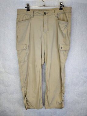 Eddie Bauer Travex Capri Hiking Pants Womens Tall 10 Beige Nylon Stretch Outdoor